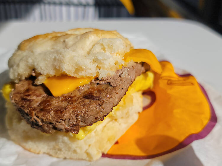 Steak, Egg & Cheese Biscuit Breakfast Sandwich
