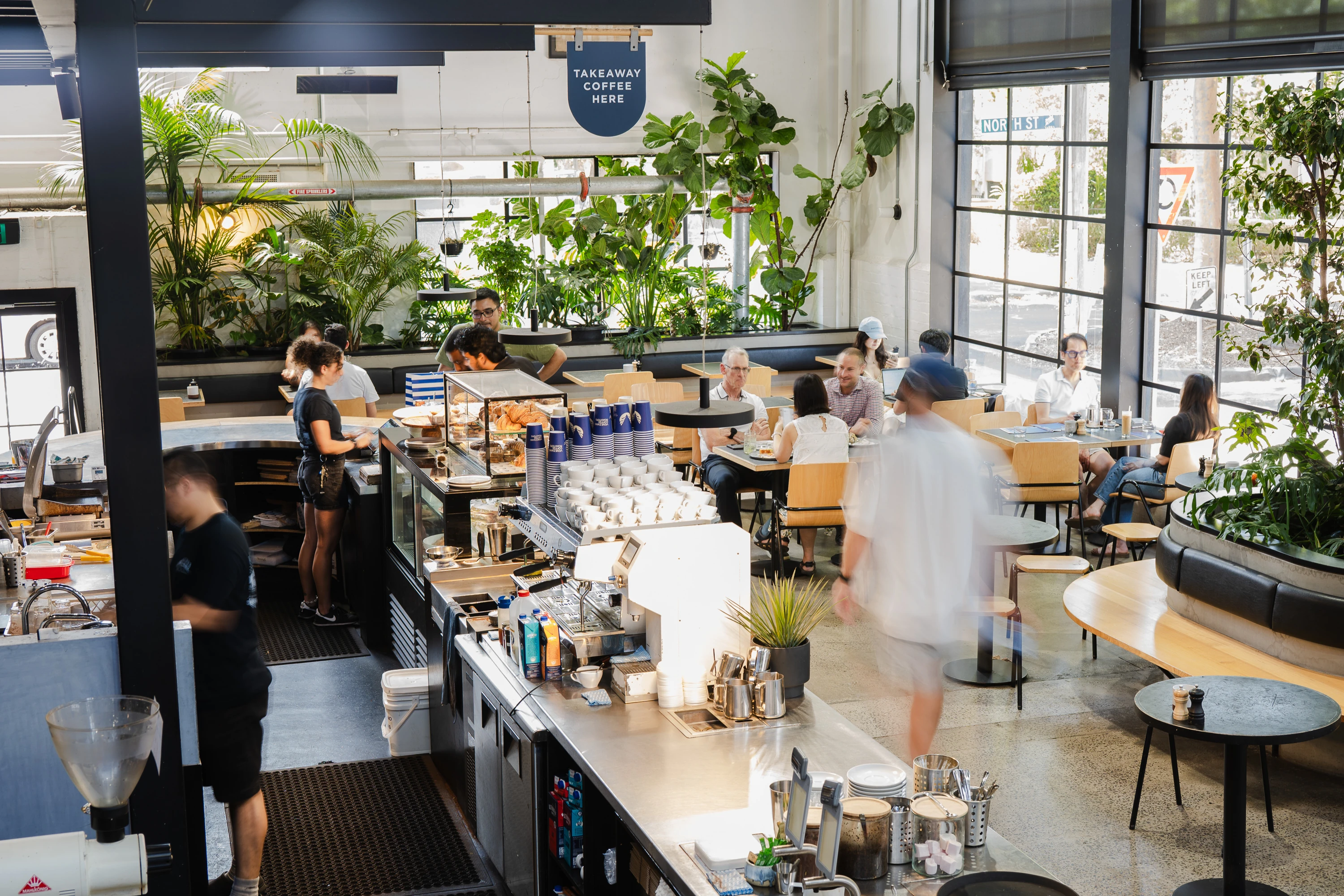 Aerial of cafes