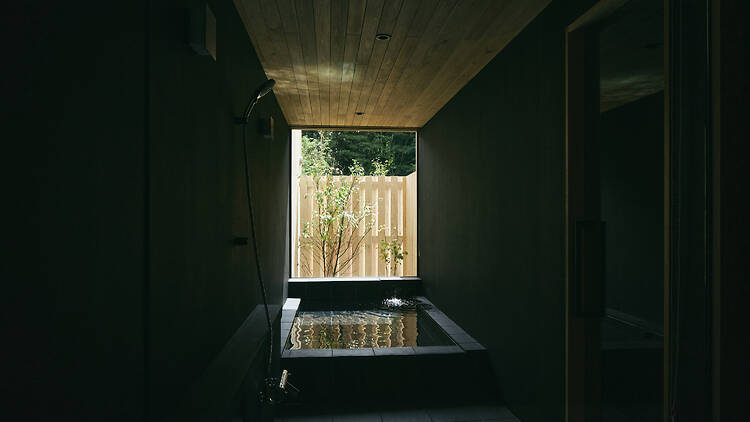 There are private hot-spring baths in the rooms