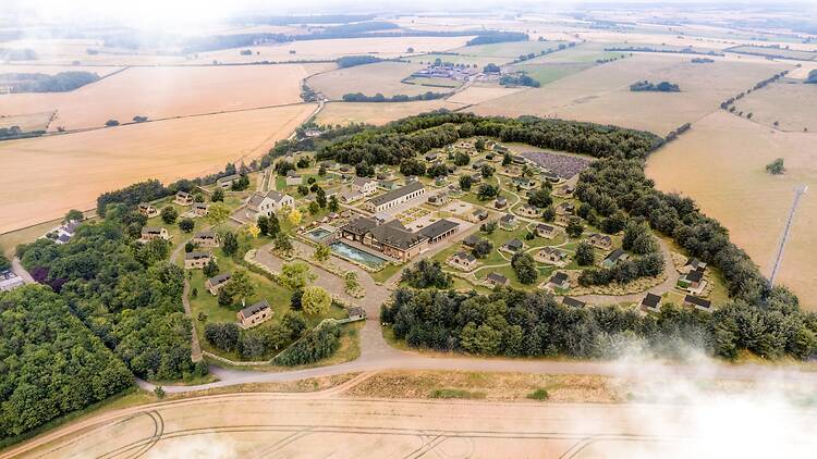 Render of aerial view of Cabü in the Cotswolds