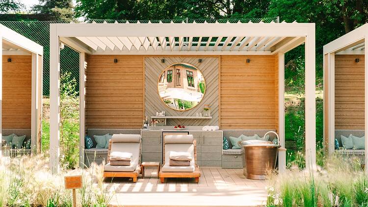 Outdoor cabanas at Pennyhill Park Hotel and Spa
