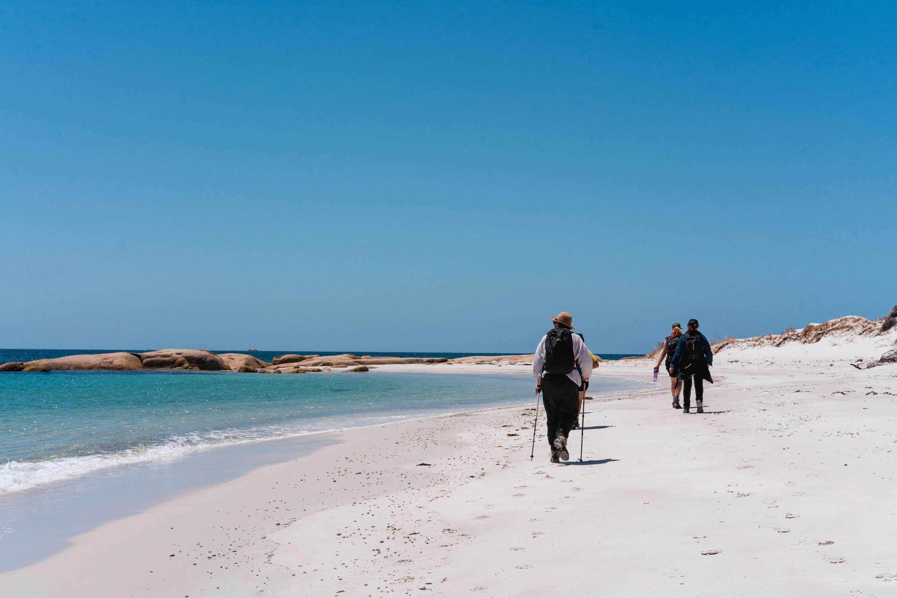 Women walking on beach