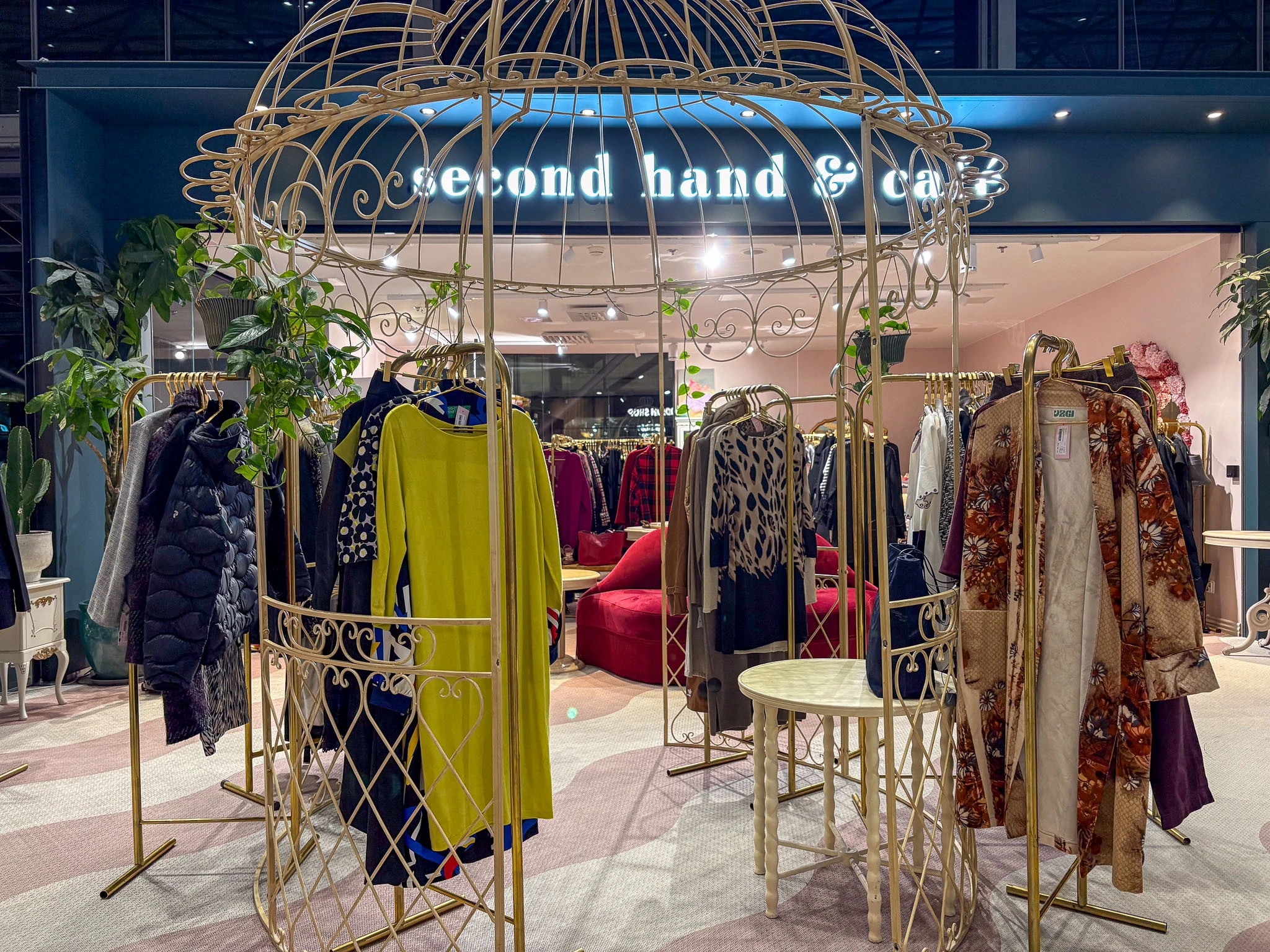 Second hand clothes in the second hand store in helsinki airport