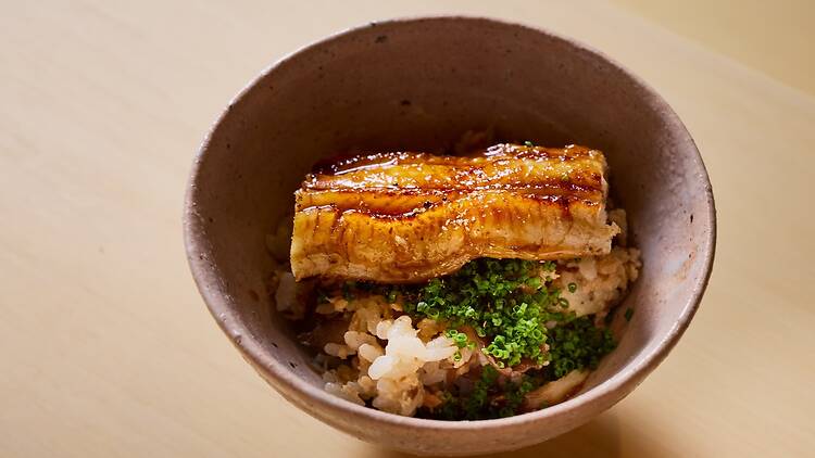 Muku A bowl with eel and rice