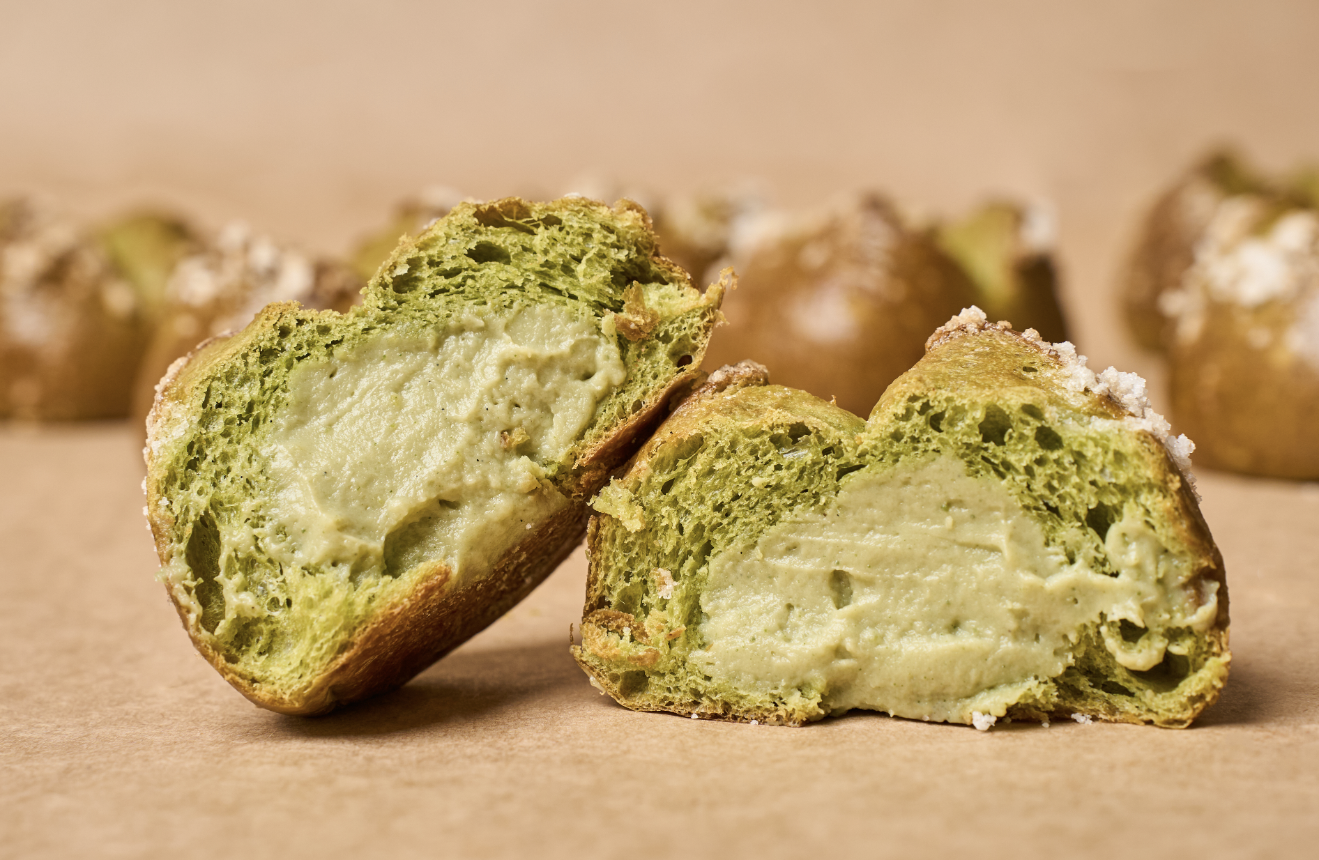 Matcha buns at Breads Bakery