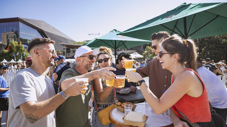 People enjoying themselves drinking beer 