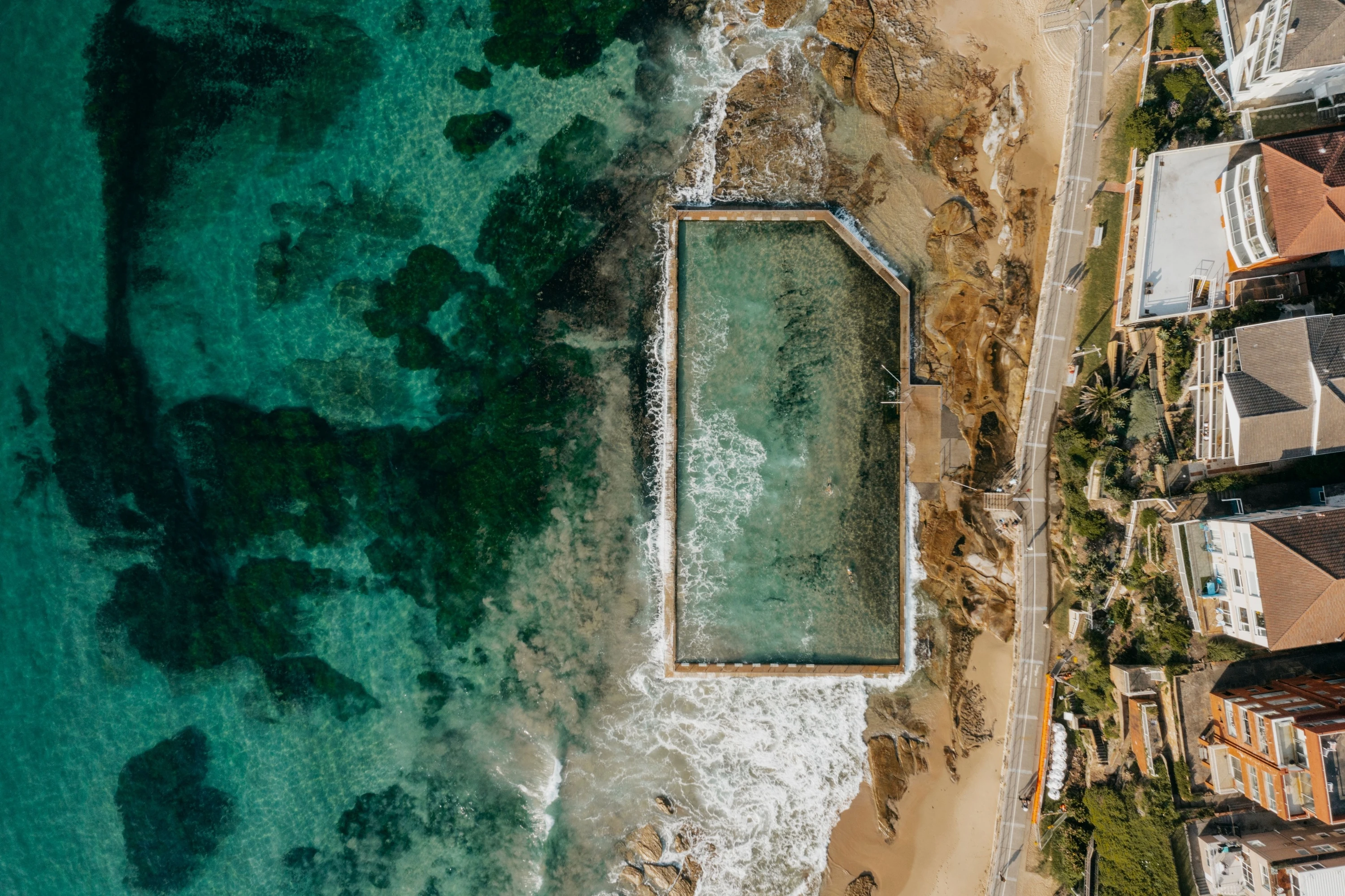 Bird's eye view over Cronulla Rock Pool, Cronulla in Sydney's south.