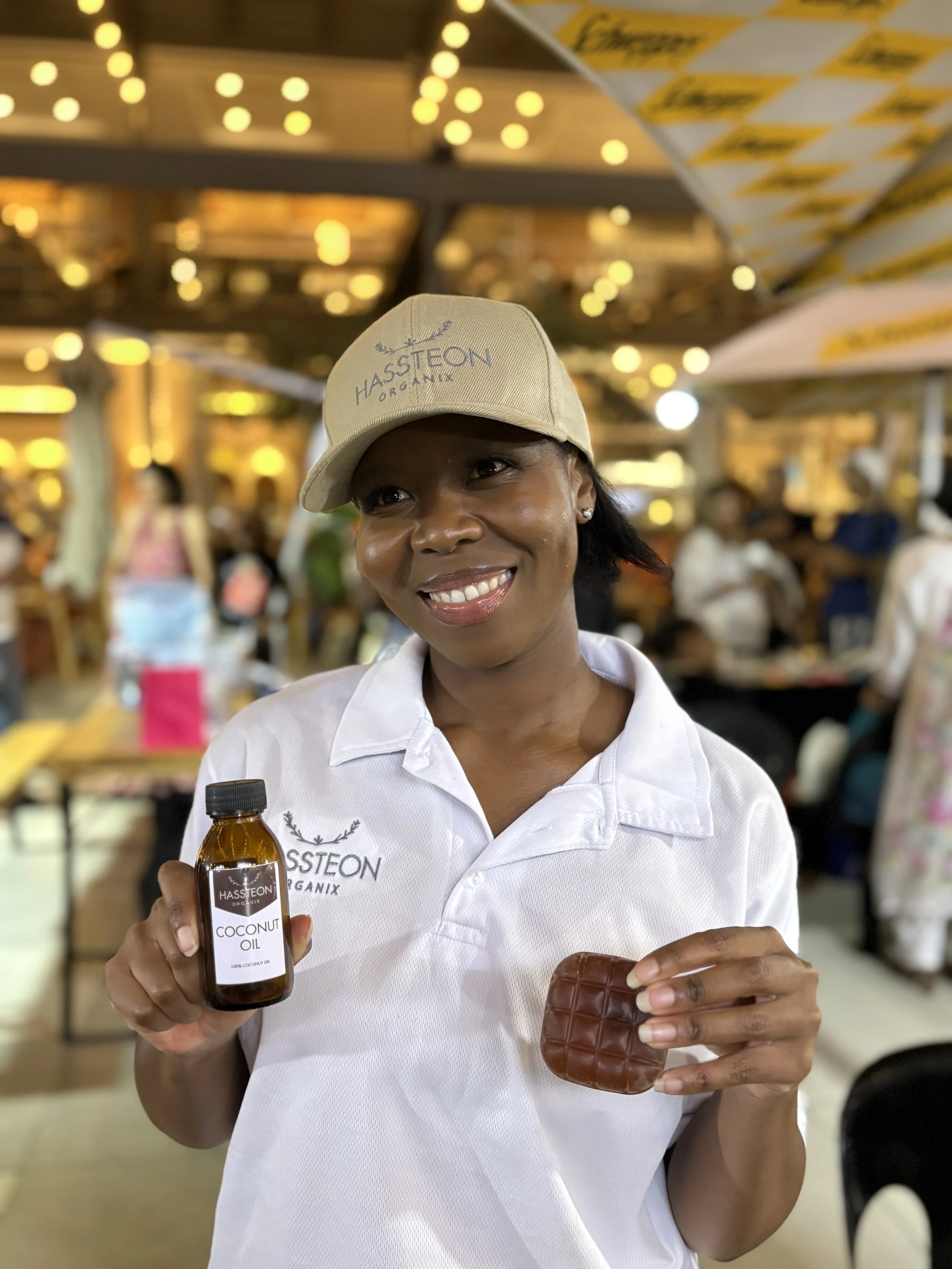 Neo Hassten holding her products at Fourways Rustic and Gourmet market