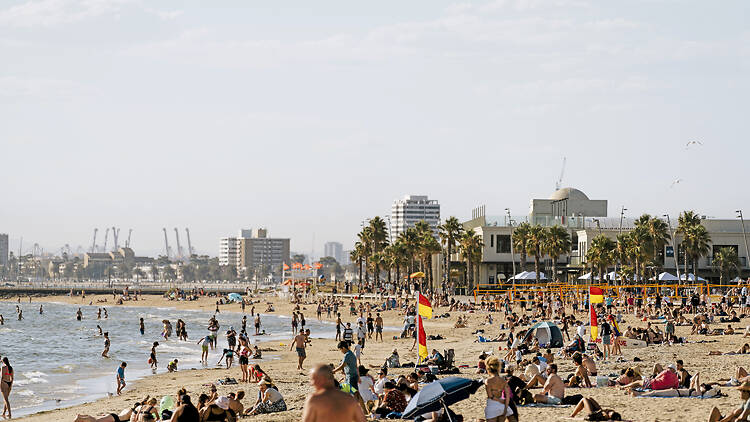 St Kilda beach in Summer
