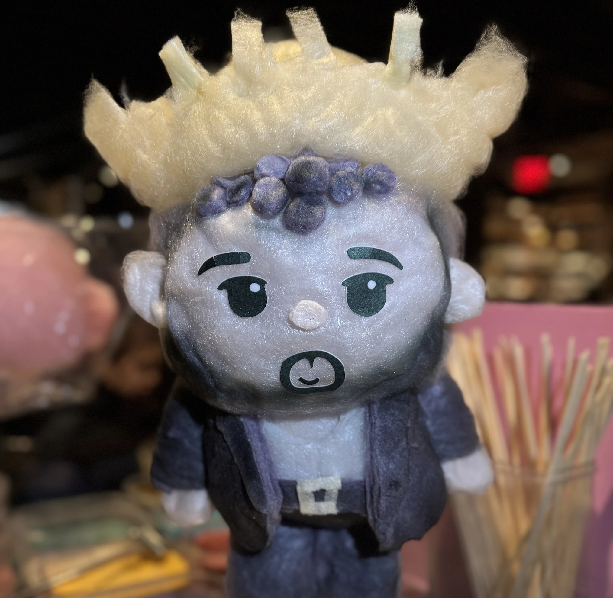 A cotton candy figure of Bad Bunny