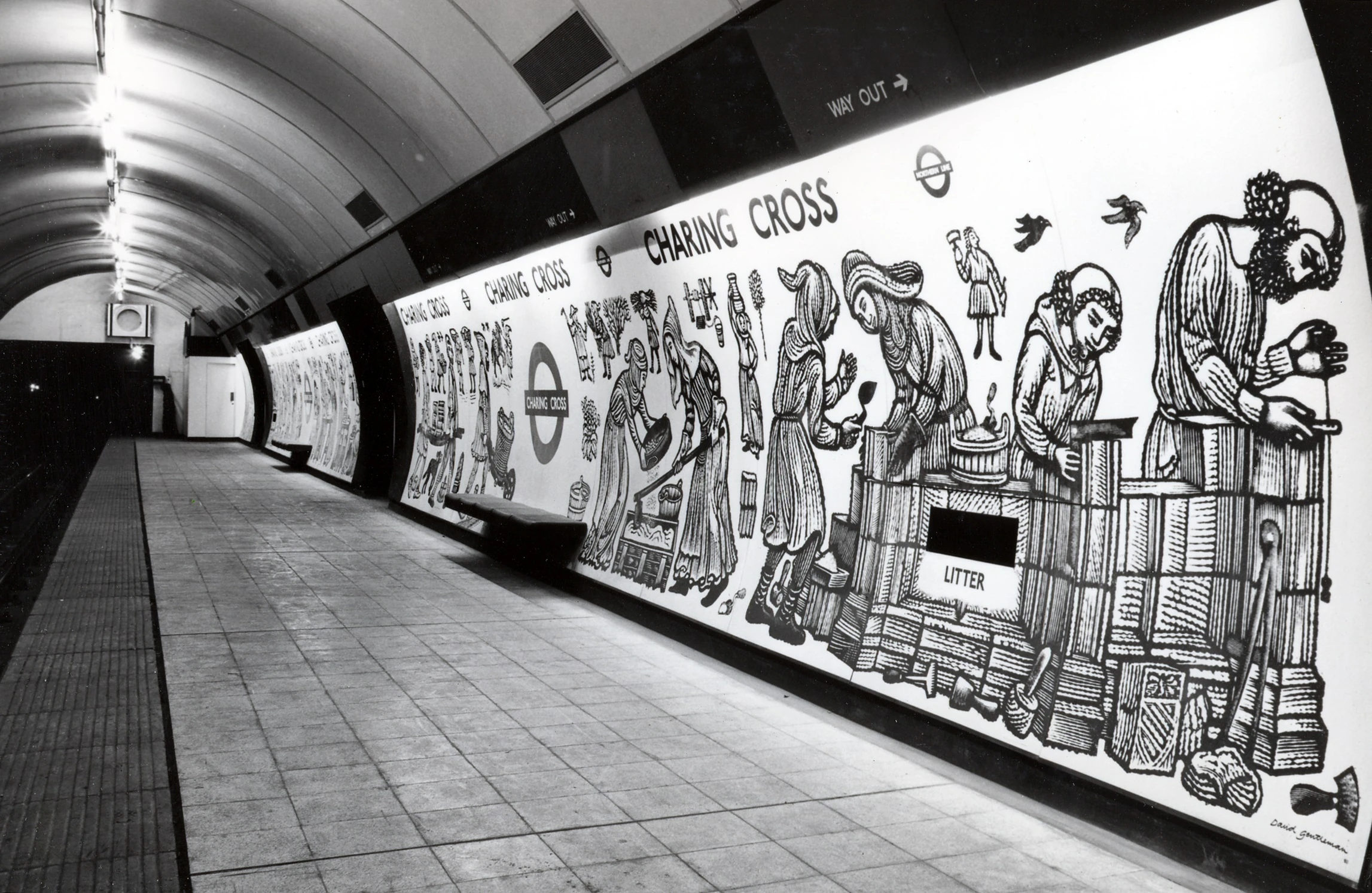 David Gentleman, &lsquo;Cross for Queen Eleanor&rsquo;, 1979, Charing Cross Underground station