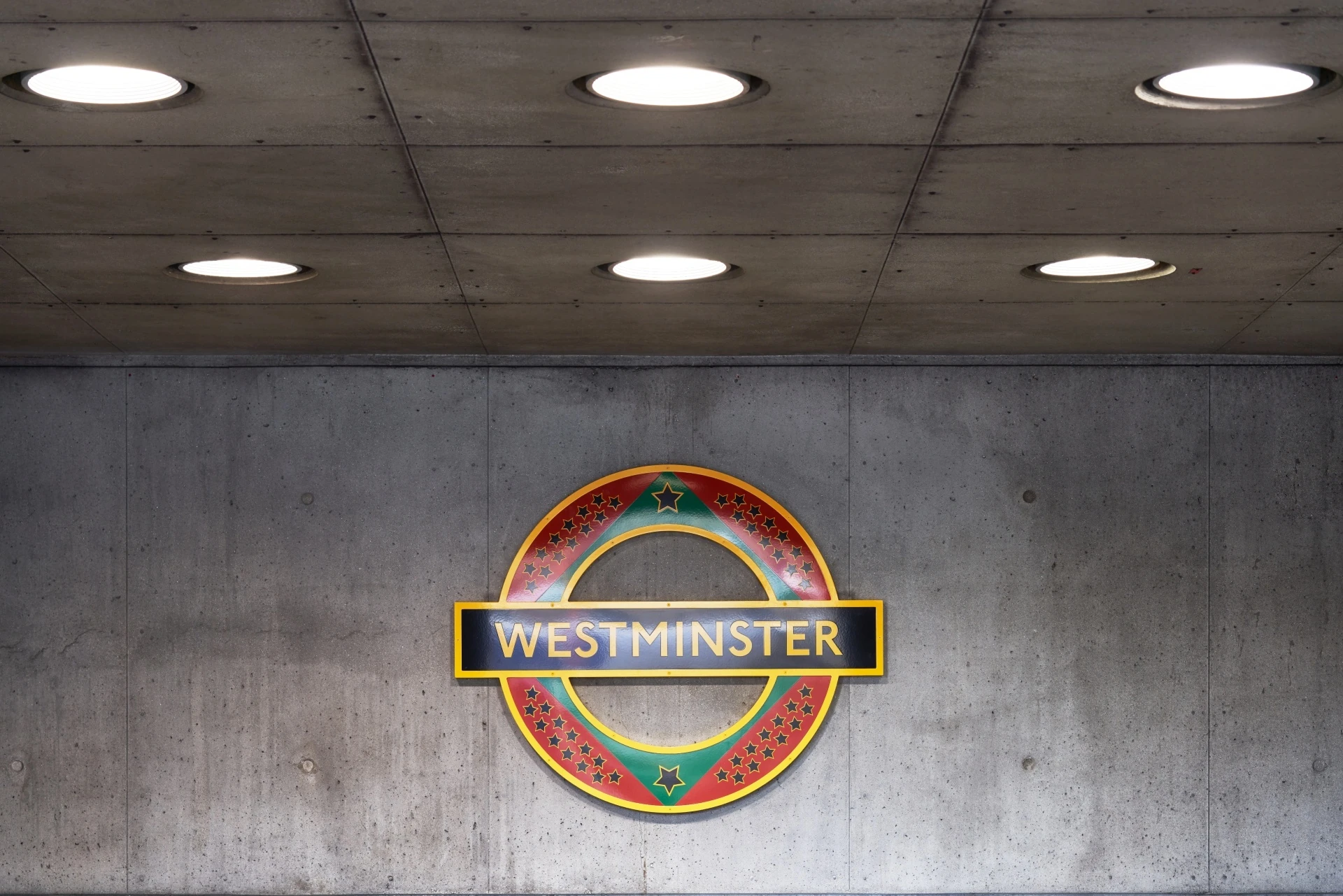 Larry Achiampong, PAN AFRICAN FLAG FOR THE RELIC TRAVELLERS&rsquo; ALLIANCE (UNION), 2022, Westminster Underground station