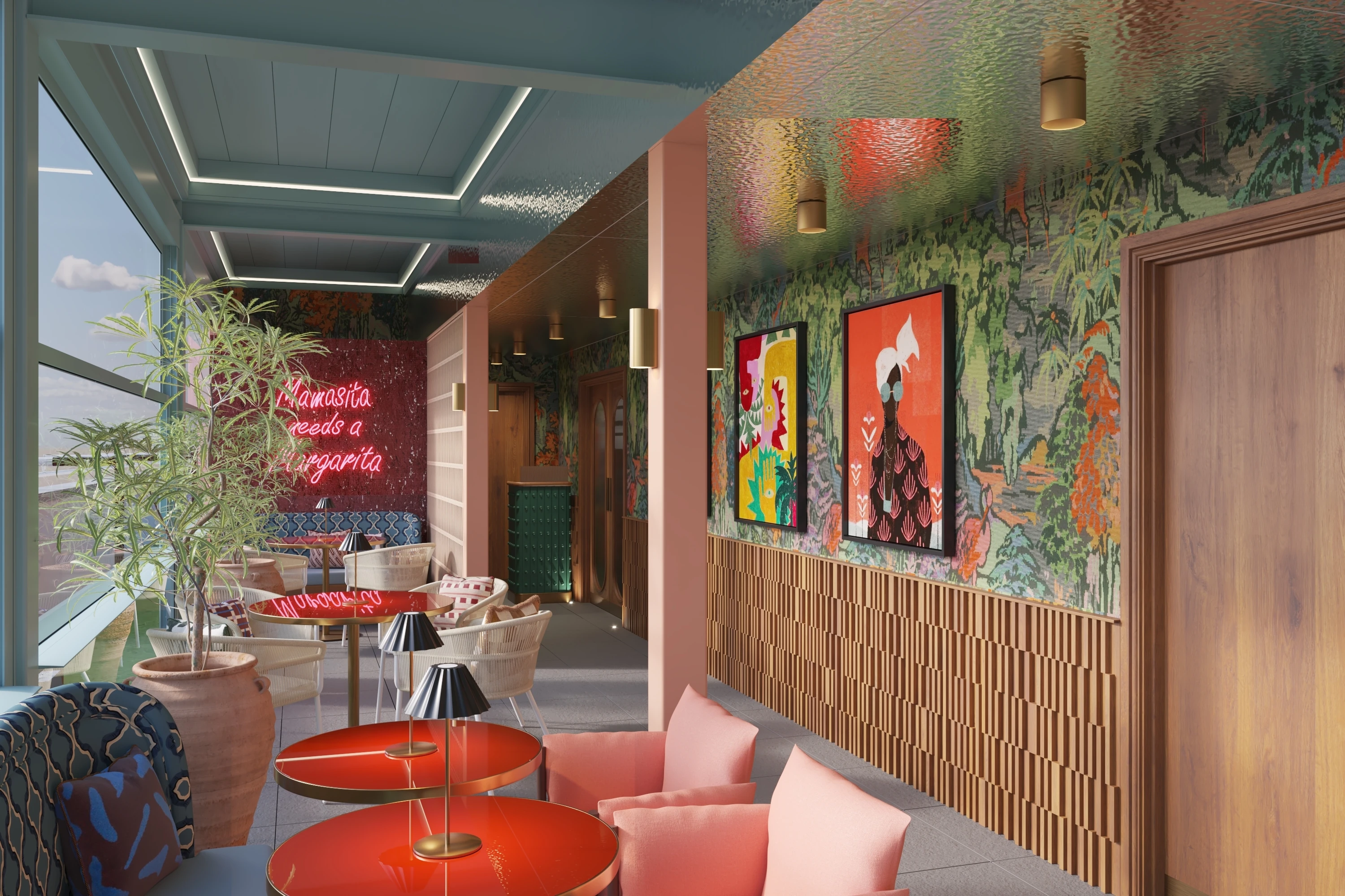 CGI render of Sabine rooftop bar at NYX Hotel Holborn