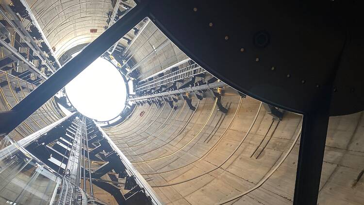 Inside the chimney at Battersea Power Station