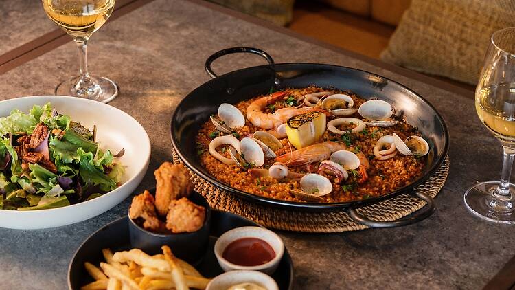 The on-site restaurant celebrates the island's natural ingredients