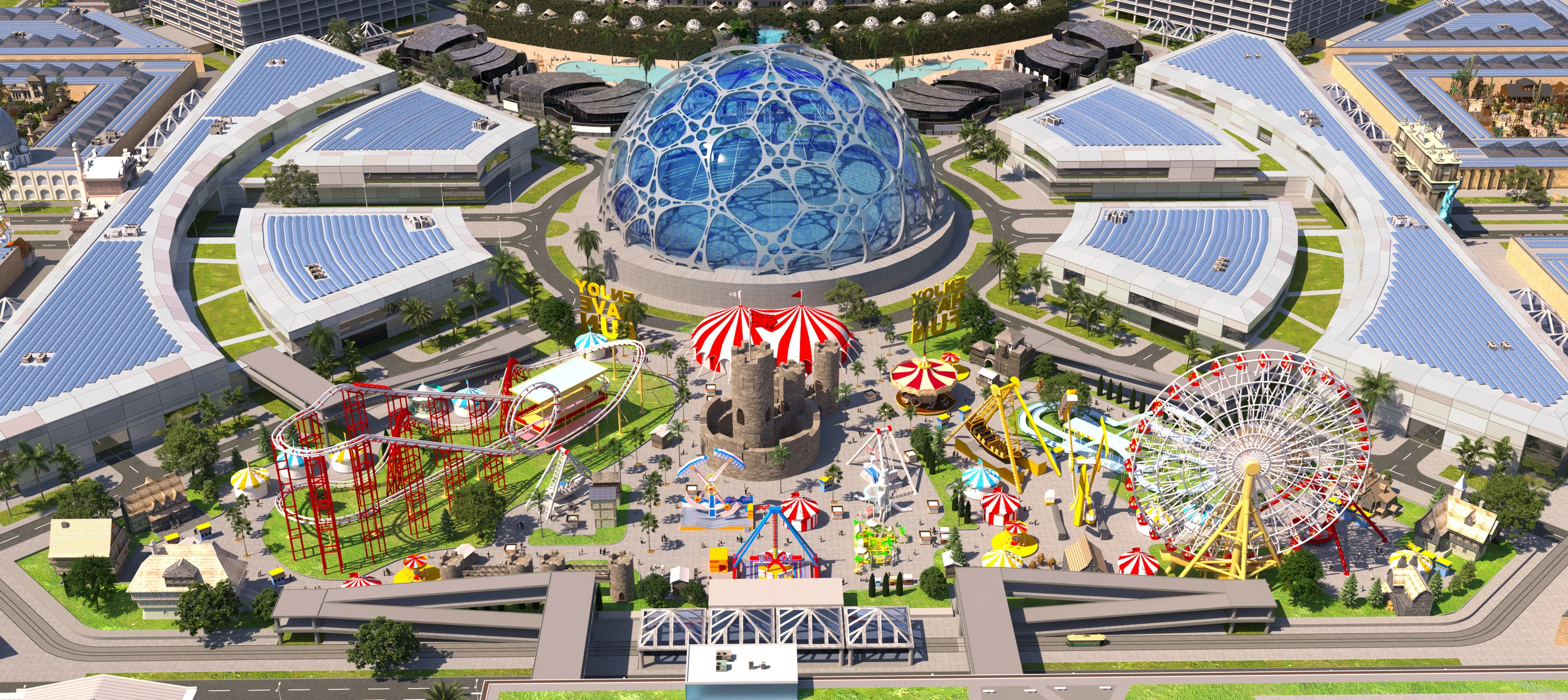Render of theme park