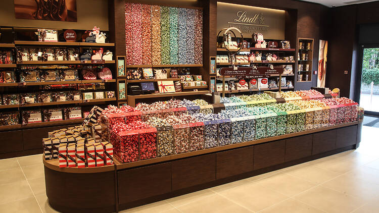 Interior of the new Lindt store in Stratford with pick 'n' mix selection Interior of the new Lindt store in Stratford with pick 'n' mix selection