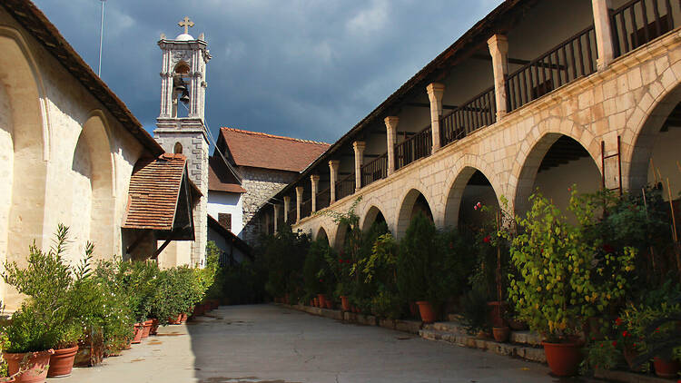 Rest in the shade of Chrysorrogiatissa Monastery