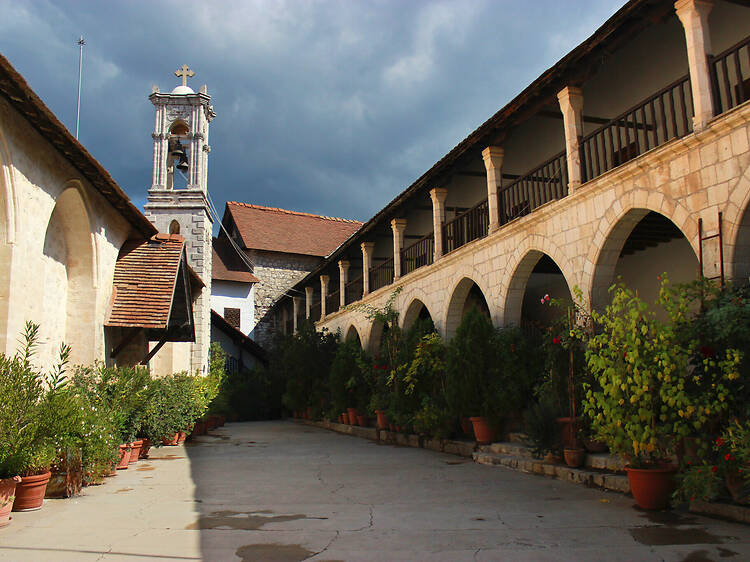 Rest in the shade of Chrysorrogiatissa Monastery