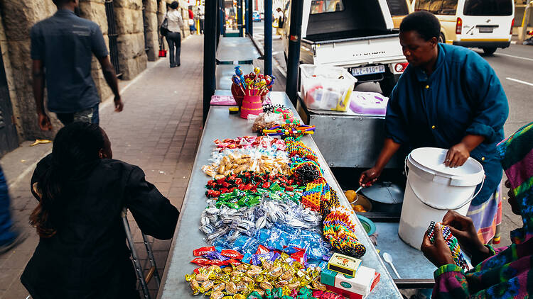 Street vendor selling sweets on the streets of Johannesburg 