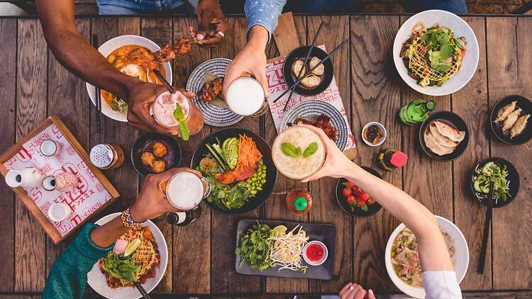 People eating food served at Saigon Suzy restaurant