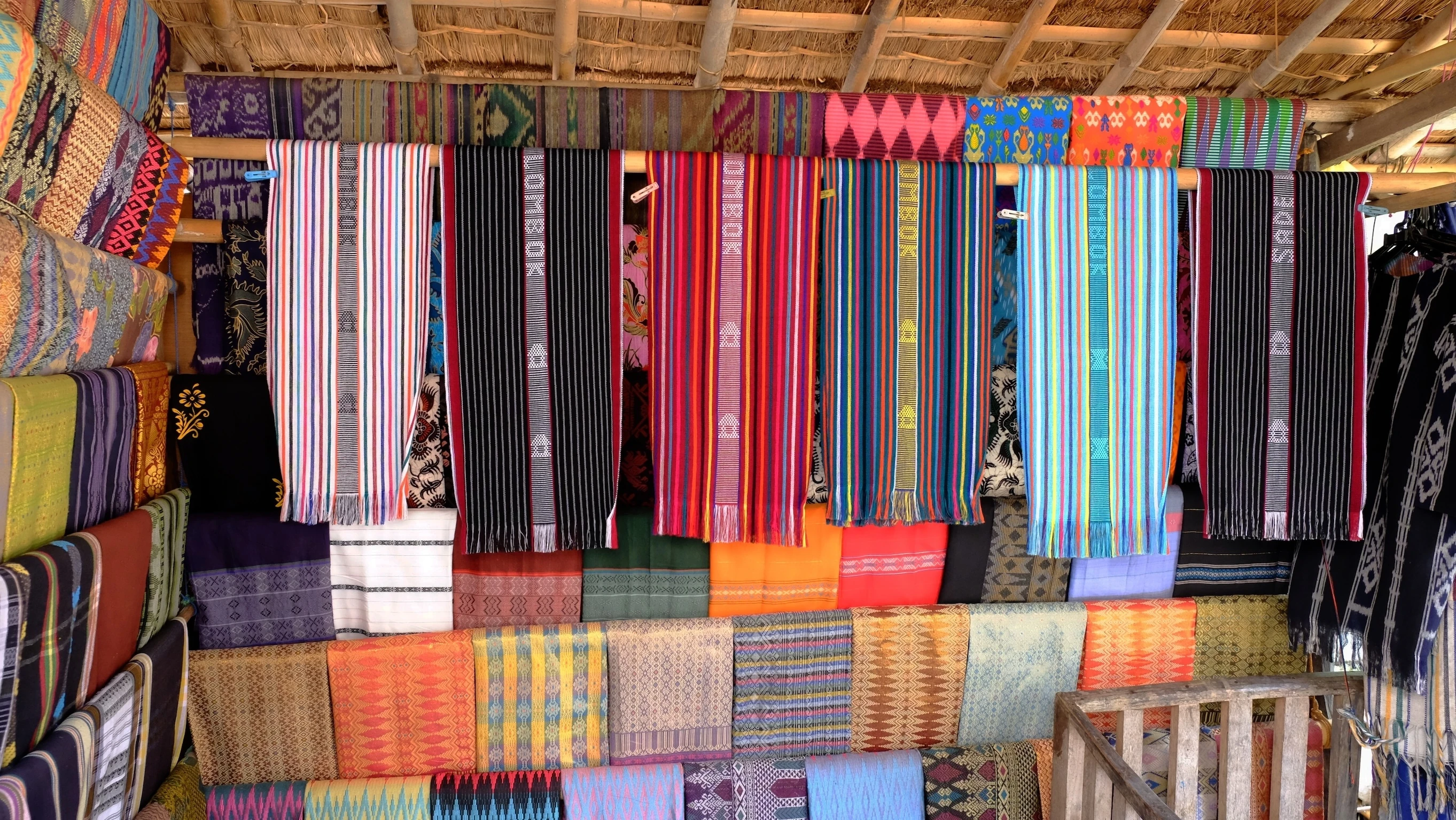 traditional fabric in Lombok, Indonesia, called Kain Tenun Lombok. This fabric was made by women in Desa Sade, Lombok.