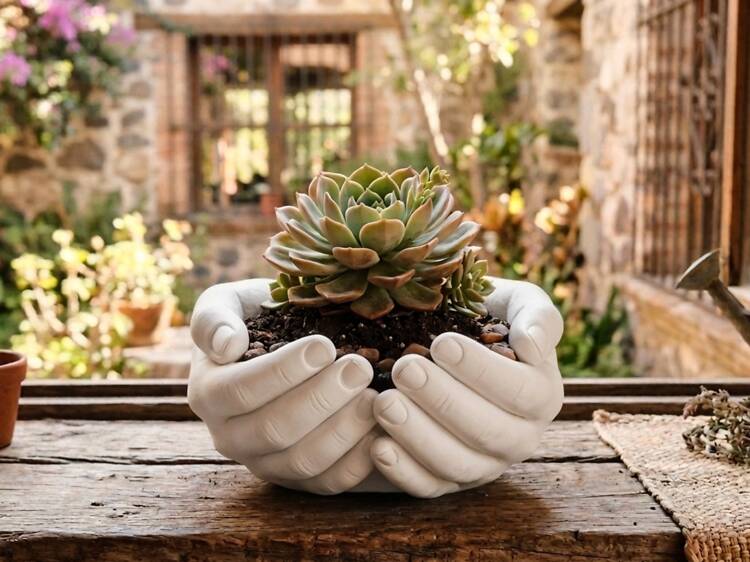 Crea tu maceta con la forma de tus manos gratis en este taller