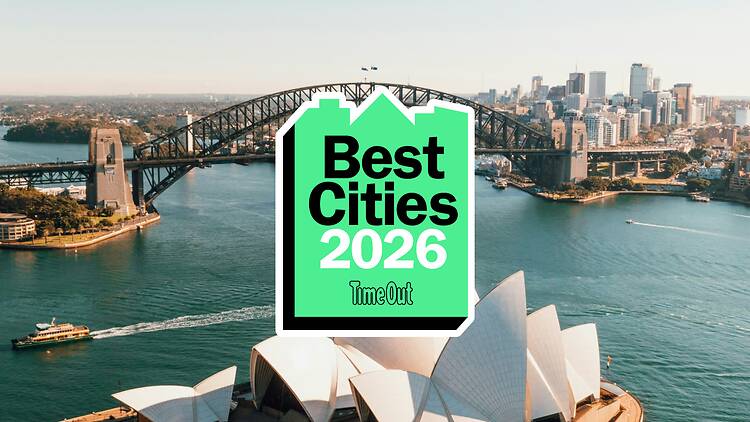 A photo of Sydney Harbour with a logo that says: Best Cities 2026 Time Out