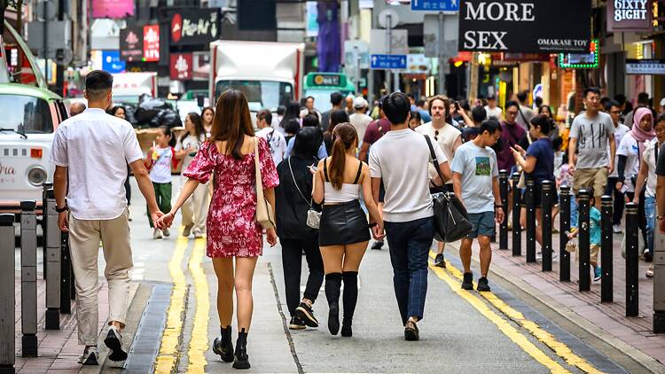 Hong Kong crowd people walking