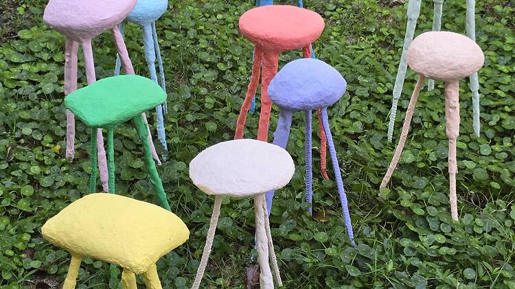 99 papier-mâché sculptures by Thai contemporary artist Mit Jai Inn