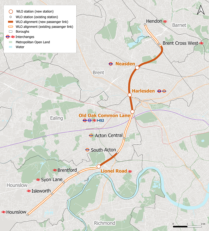 Proposed  map for West London Orbital