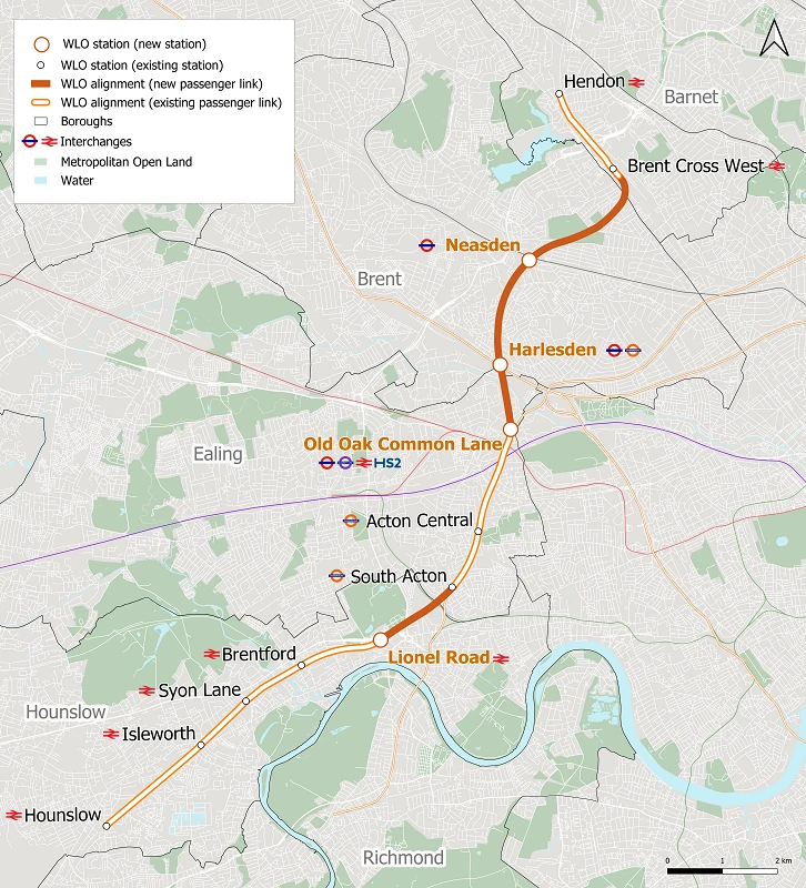 Proposed  map for West London Orbital