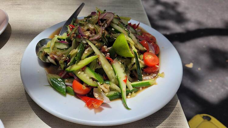 A cucumber salad with chilli