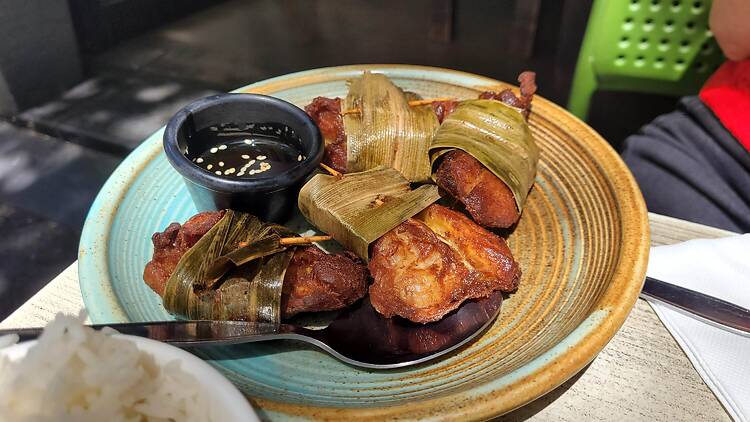 Chicken wrapped in betel leaf