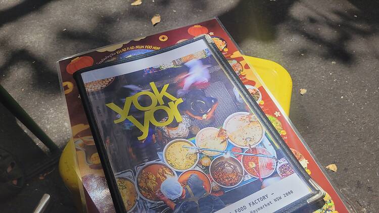 A menu that says yok yor