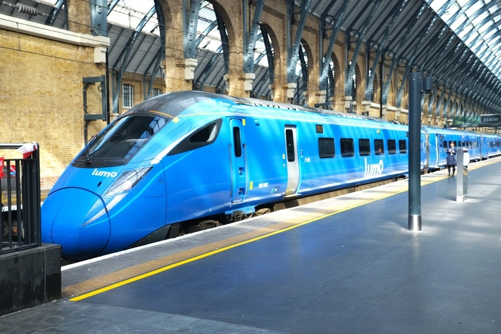 Lumo train at King&rsquo;s Cross station in London