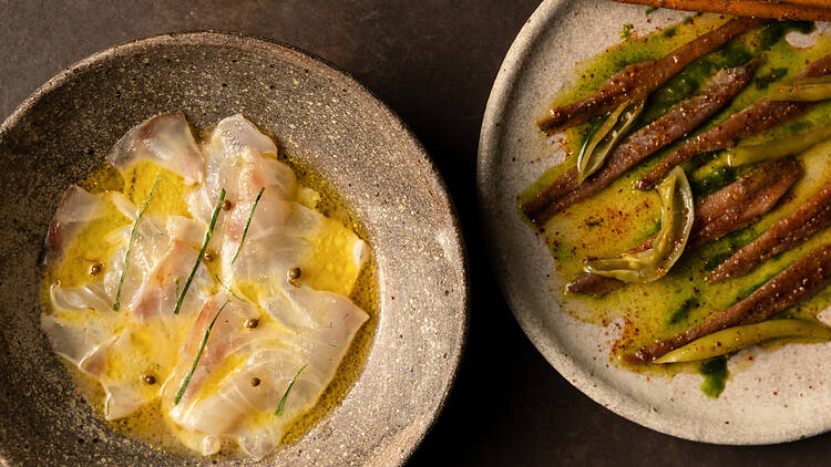 Two plates of food at Suze.