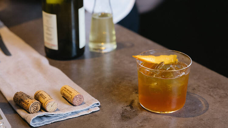 A drink at the bar at Suze.