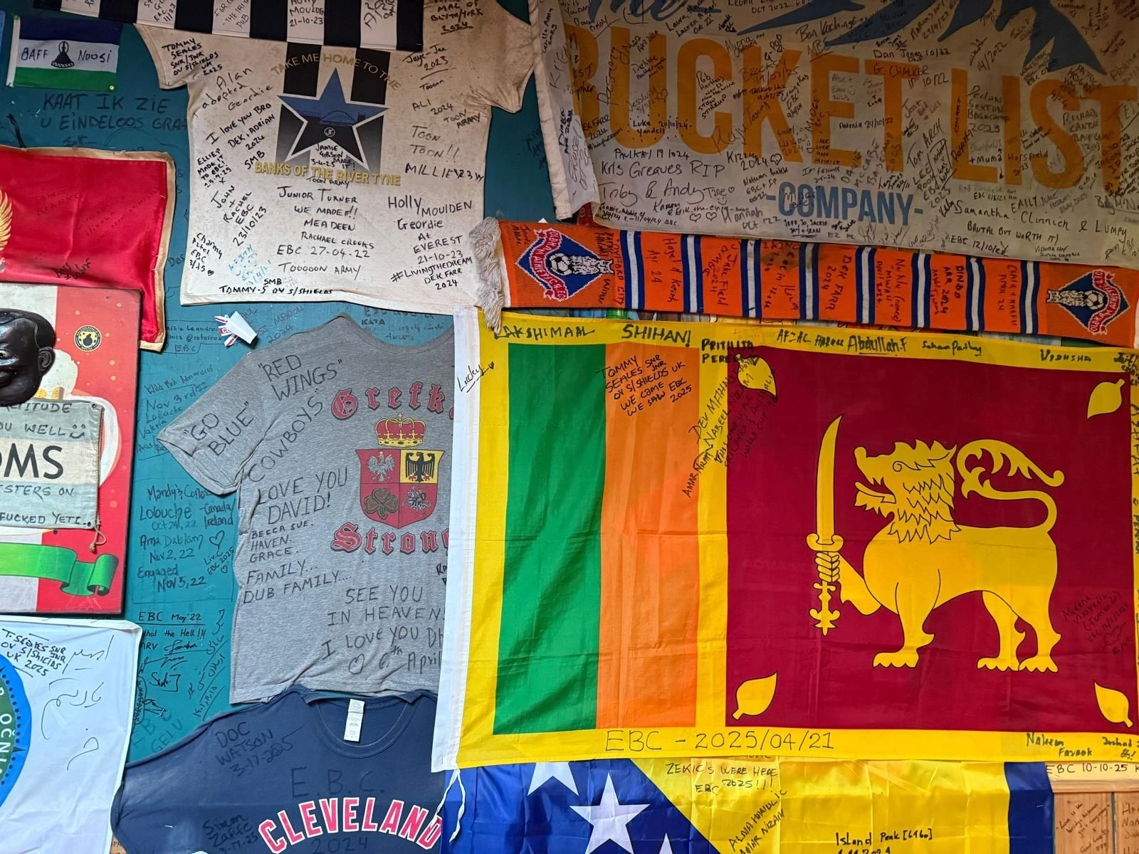T-shirts and flags line the walls of the world&rsquo;s highest Irish pub in Nepal