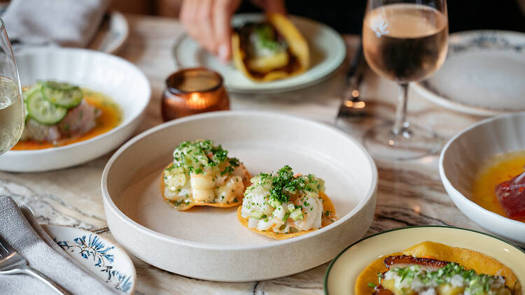 Dishes and drinks at Papalote