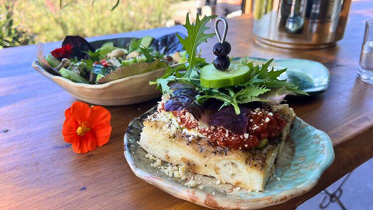 Try the pizza bread at The Izzy Bar