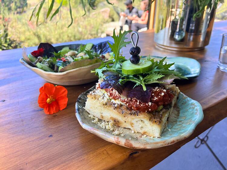 Try the pizza bread at The Izzy Bar