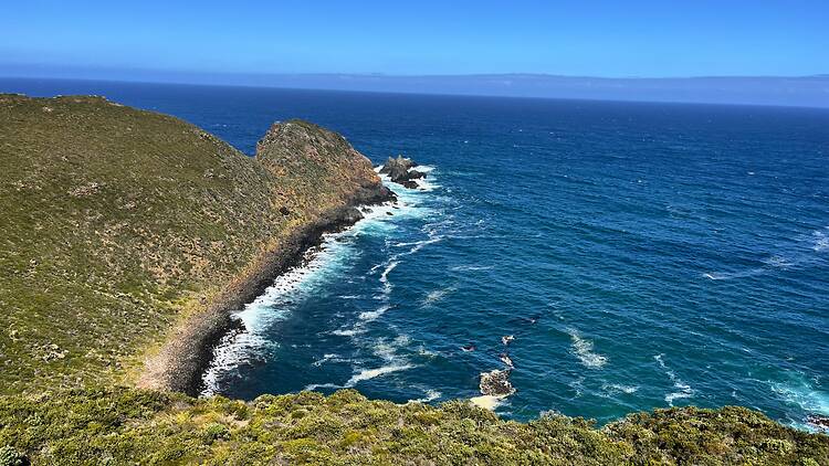 View of cliff and sea