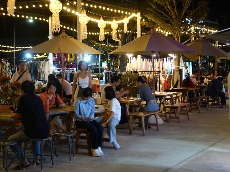 Catch a movie in the park at Ploen Ruedee Market