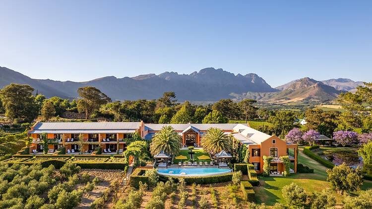 Aerial view of La Residence in Franschhoek. 