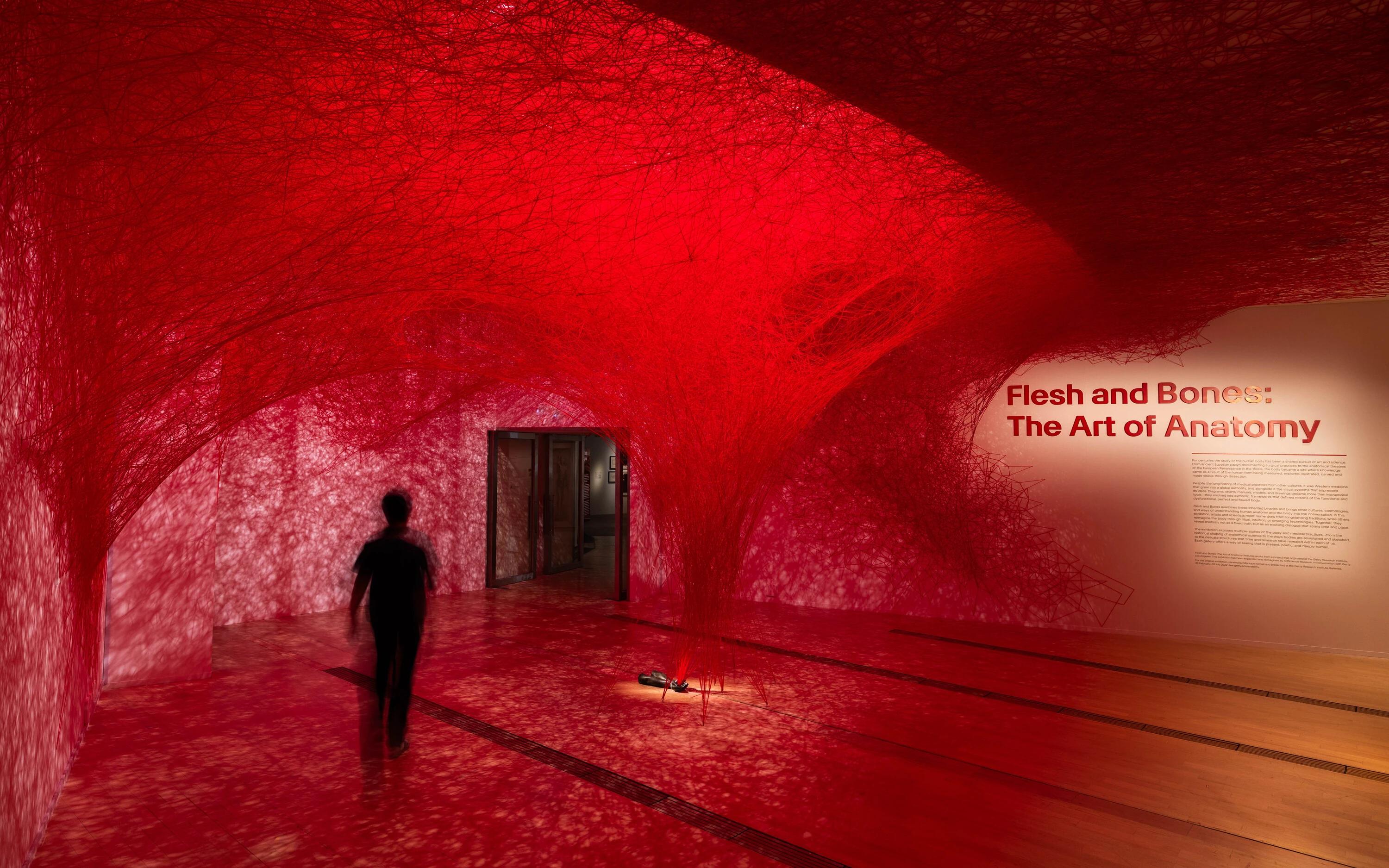 The Network Within by Chiharu Shiota at the entrance of the exhibition
