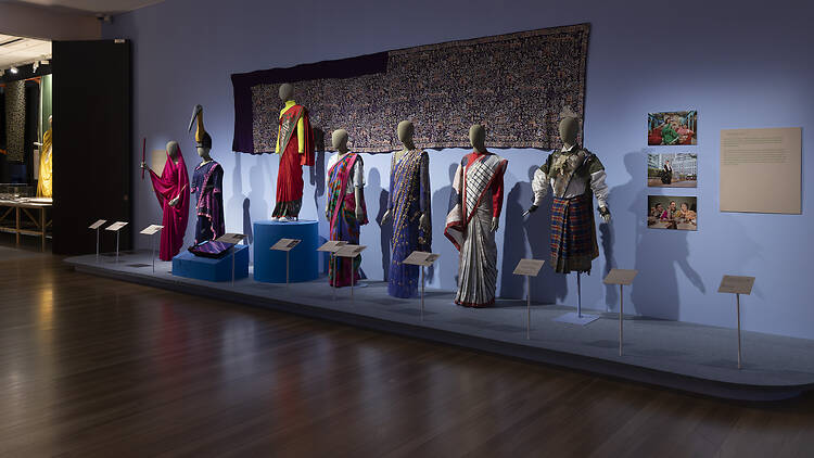 Saris on display at 'The Offbeat Sari' exhibition.
