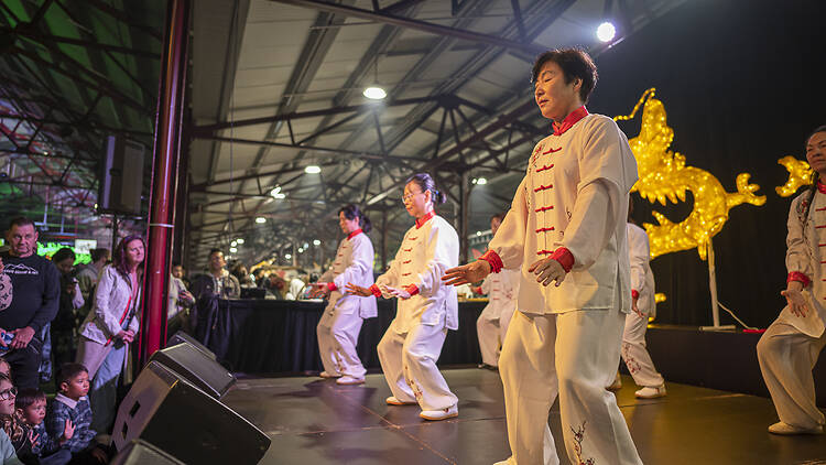 Asian performers at Hawker 88 Night Market - Queen Vic Market