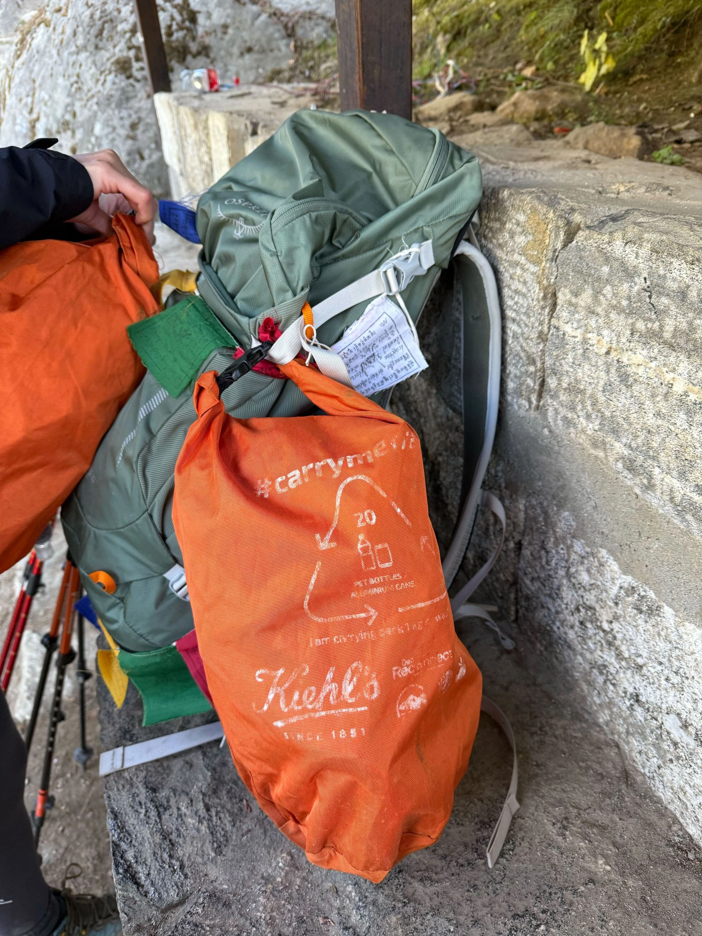A 'carry me back' bag of waste