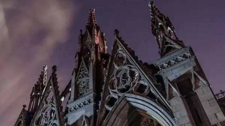Green-Wood Cemetery at night